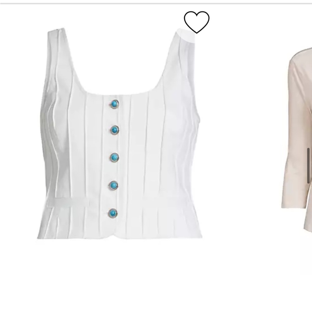 White Sleeveless Top with Blue Accents